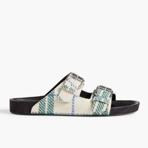 New in box‎ ISABEL MARANT Ivory Lennyo Checked Felt Sandals